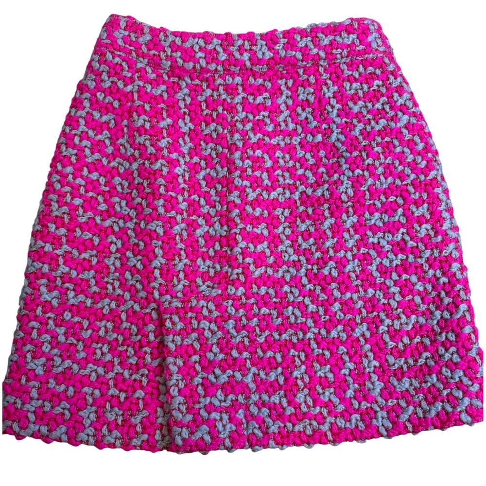 Essentiel Antwerp Neon Pink Grey Chunky Knit Mini Skirt A-Line Textured Size 32